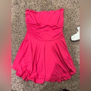 Pink strapless mini dress
